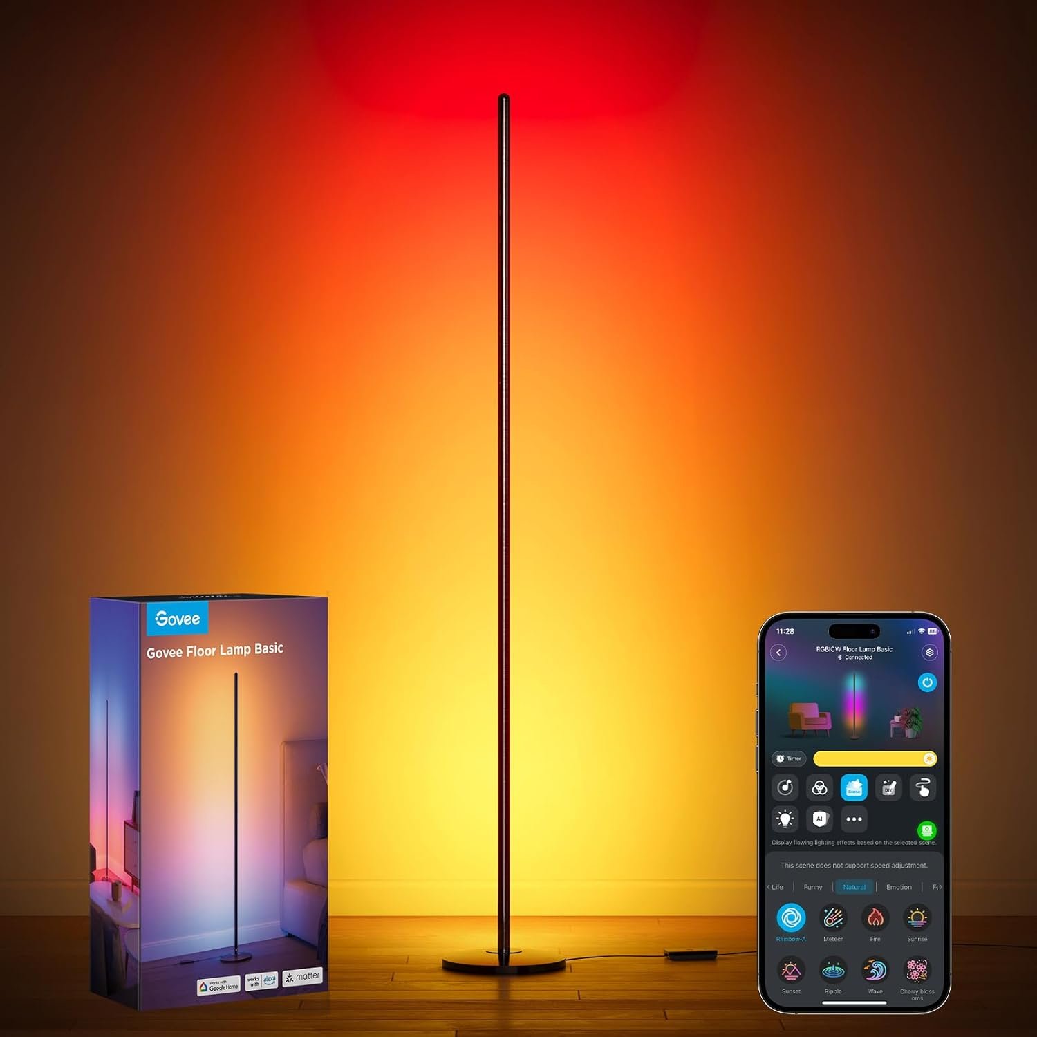 Modern Floor Lamp with Music Sync and 16 Million DIY Colors by Govee
