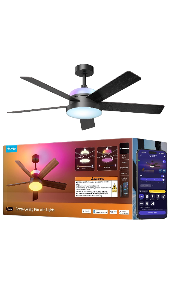 Ceiling Fan with Lights and Remote, RGBIC Smart 52'' by Govee